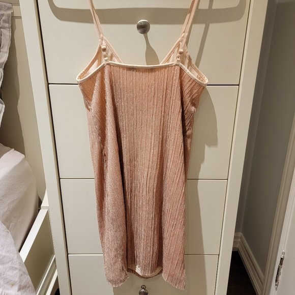 Light Pink Shimmery Slip Dress - US 2 - Picture 2 of 3